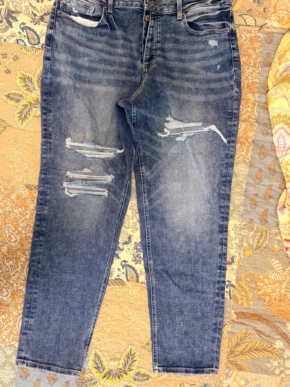 Maurices Everflex High Rise Distressed Medium Dark Blue Jeans